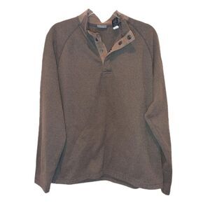 REI Mens Olive Brown Polo Collar Pullover Sweater Size L Camp Hike Fish Ski Walk